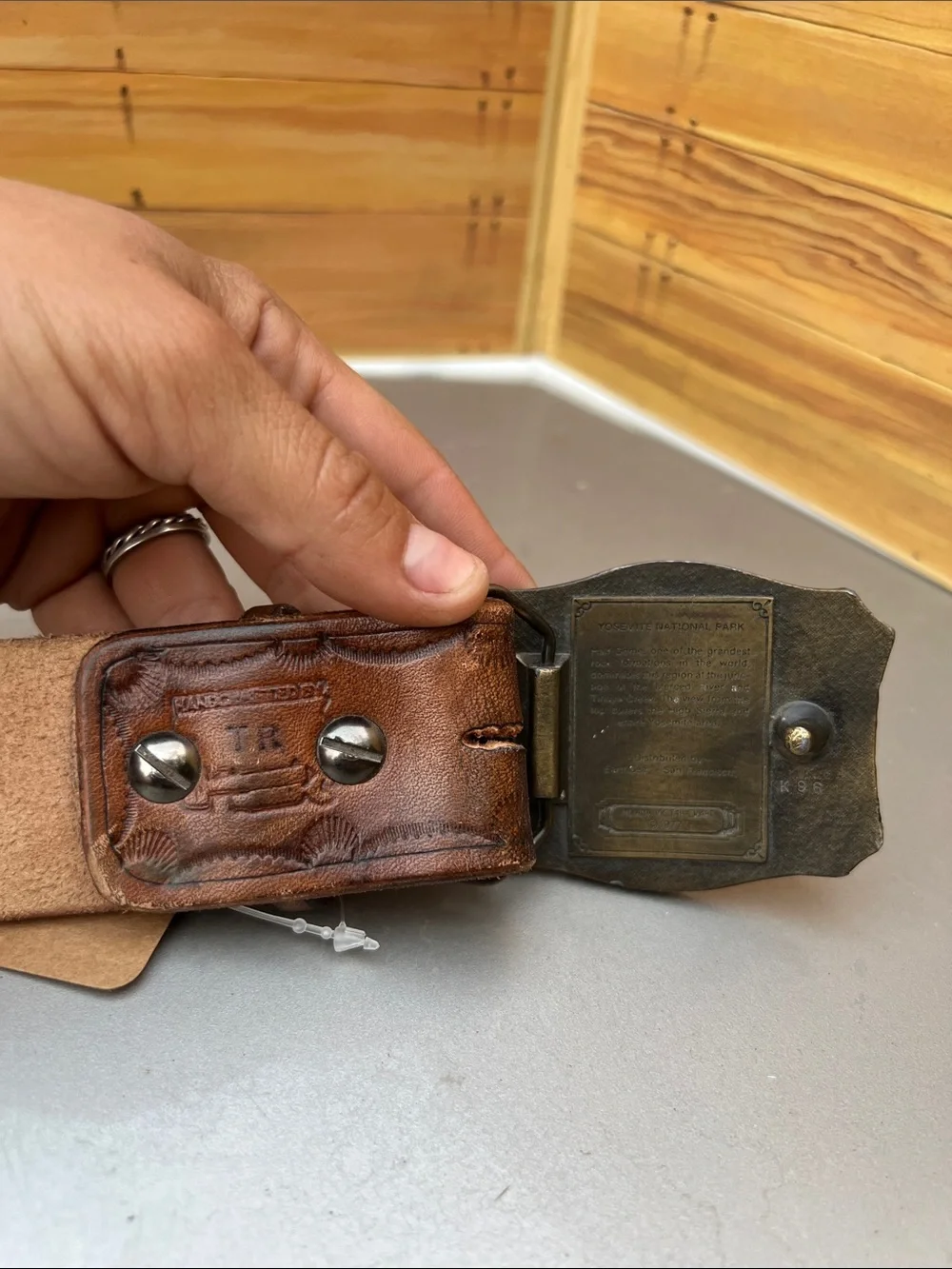 Vintage Leather Belt w/Yosemite Buckle